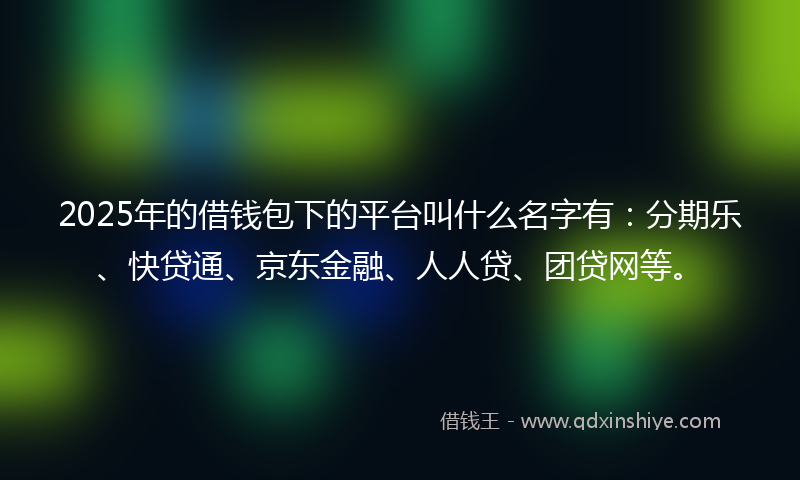 2025年的借钱包下的平台叫什么名字有：分期乐、快贷通、京东金融、人人贷、团贷网等。