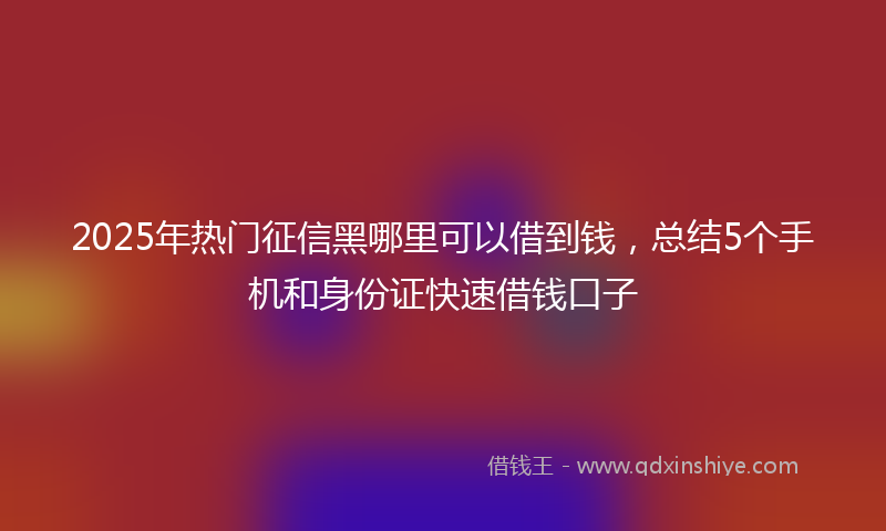 2025年热门征信黑哪里可以借到钱，总结5个手机和身份证快速借钱口子
