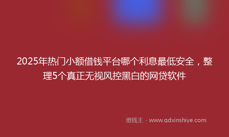 2025年热门小额借钱平台哪个利息最低安全，整理5个真正无视风控黑白的网贷软件