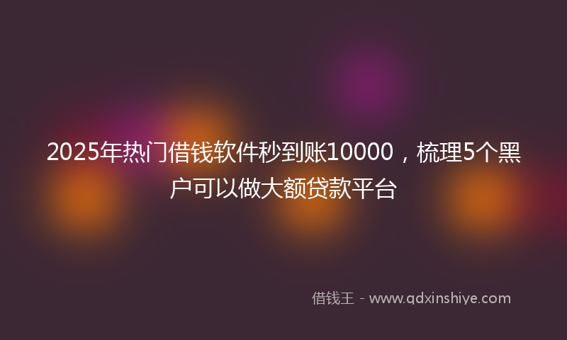 2025年热门借钱软件秒到账10000，梳理5个黑户可以做大额贷款平台