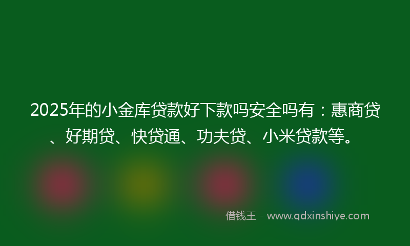 2025年的小金库贷款好下款吗安全吗有：惠商贷、好期贷、快贷通、功夫贷、小米贷款等。