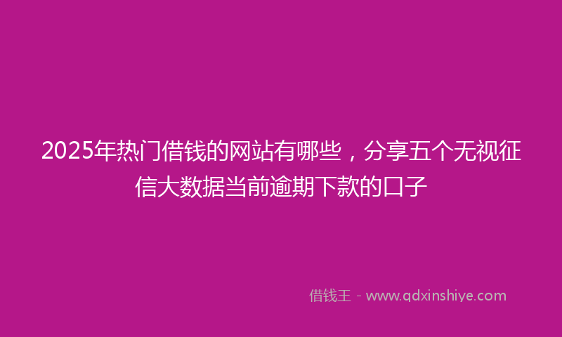 2025年热门借钱的网站有哪些，分享五个无视征信大数据当前逾期下款的口子