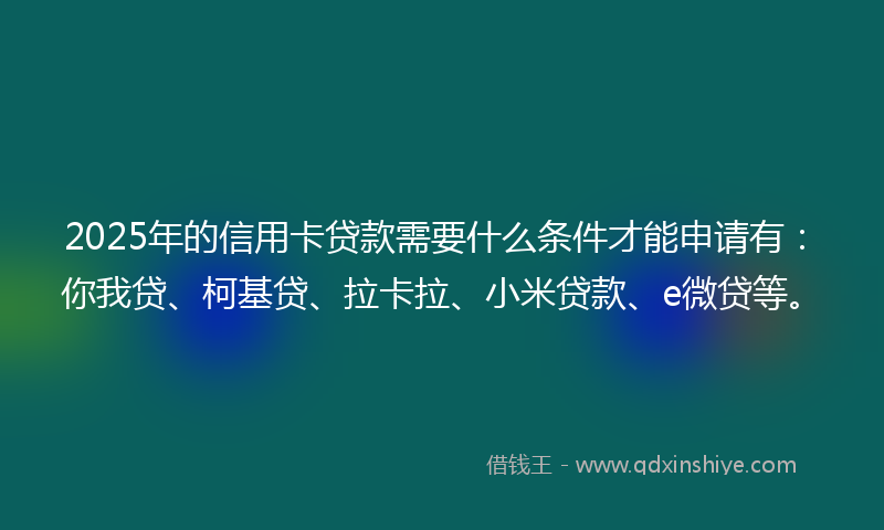 2025年的信用卡贷款需要什么条件才能申请有：你我贷、柯基贷、拉卡拉、小米贷款、e微贷等。