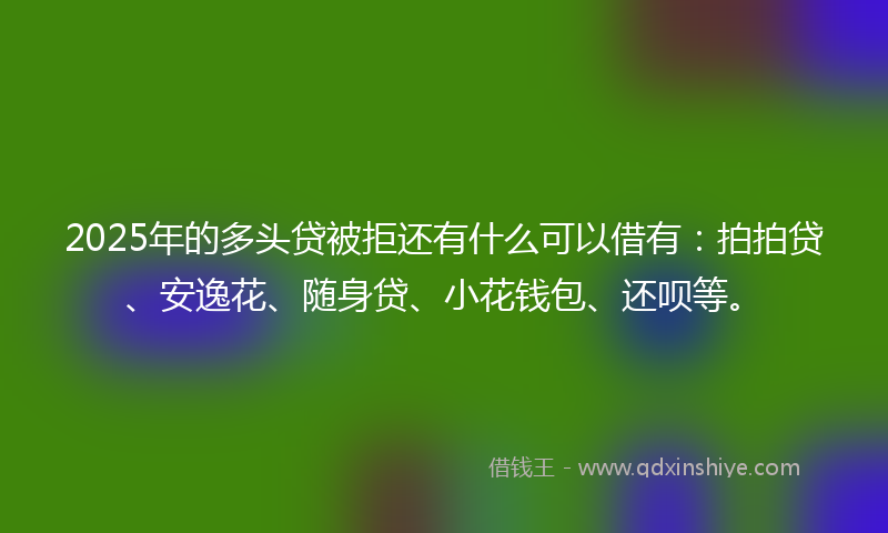 2025年的多头贷被拒还有什么可以借有：拍拍贷、安逸花、随身贷、小花钱包、还呗等。