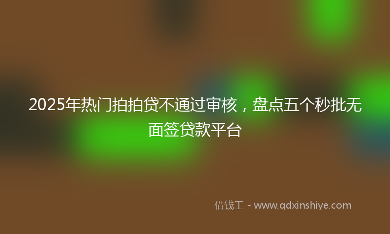 2025年热门拍拍贷不通过审核，盘点五个秒批无面签贷款平台