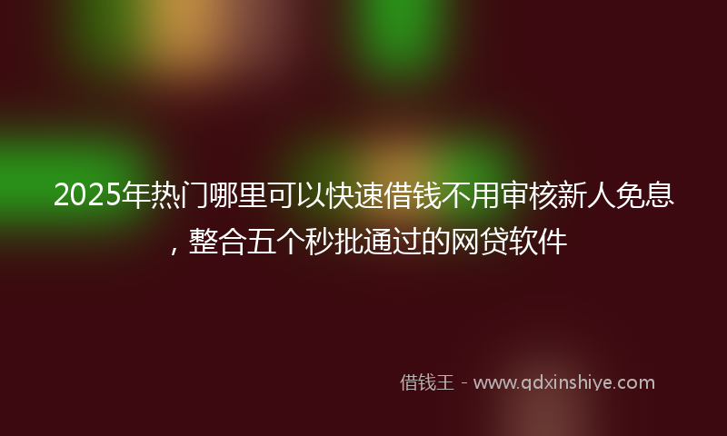 2025年热门哪里可以快速借钱不用审核新人免息，整合五个秒批通过的网贷软件