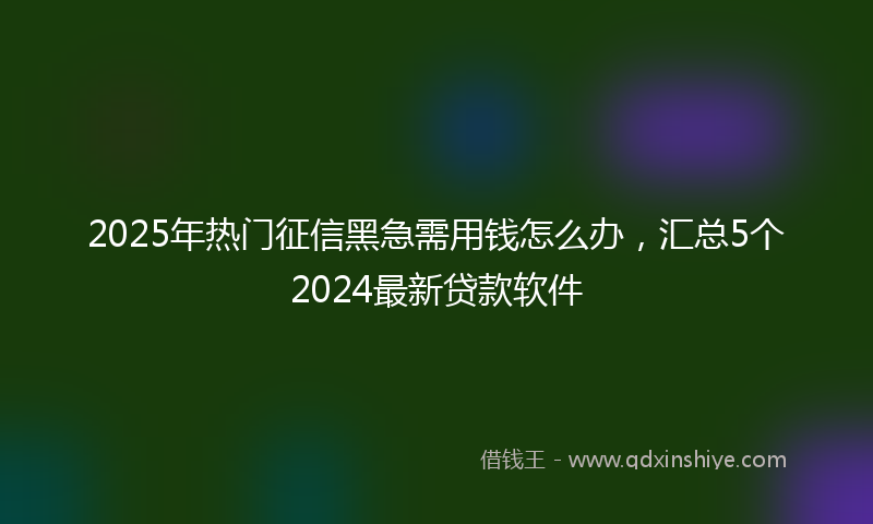 2025年热门征信黑急需用钱怎么办，汇总5个2024最新贷款软件