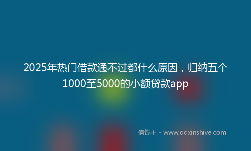 2025年热门借款通不过都什么原因，归纳五个1000至5000的小额贷款app