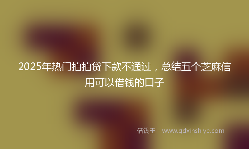 2025年热门拍拍贷下款不通过，总结五个芝麻信用可以借钱的口子