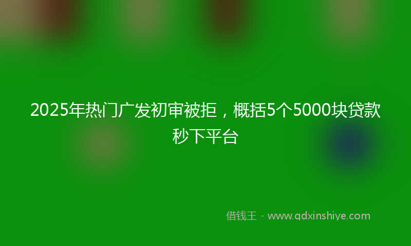 2025年热门广发初审被拒，概括5个5000块贷款秒下平台