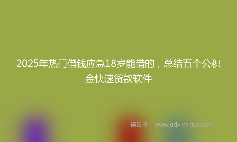 2025年热门借钱应急18岁能借的，总结五个公积金快速贷款软件