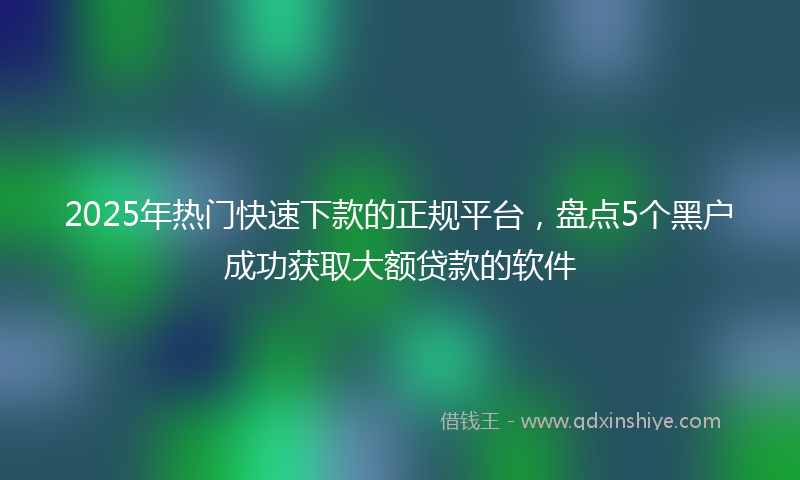 2025年热门快速下款的正规平台，盘点5个黑户成功获取大额贷款的软件
