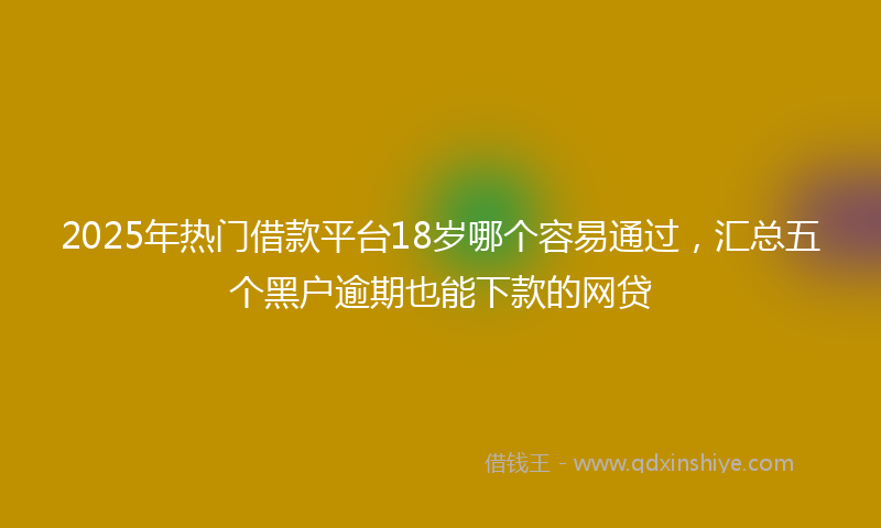 2025年热门借款平台18岁哪个容易通过，汇总五个黑户逾期也能下款的网贷