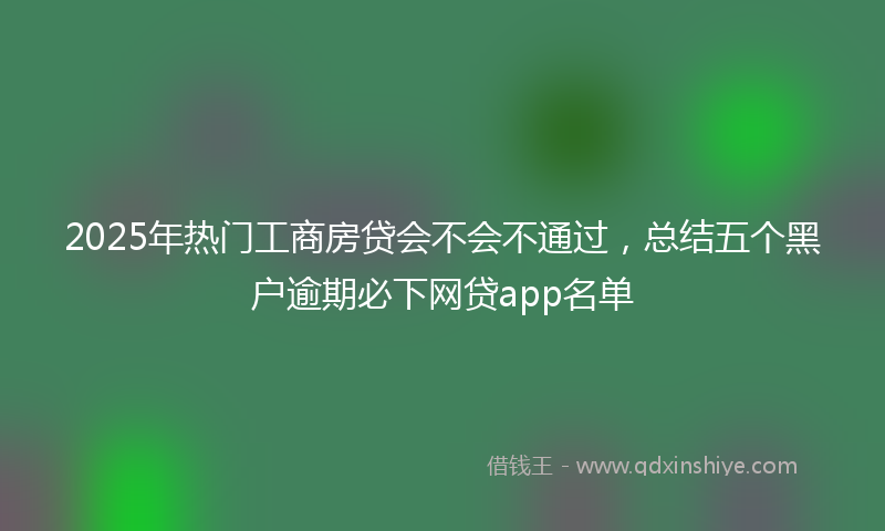 2025年热门工商房贷会不会不通过，总结五个黑户逾期必下网贷app名单