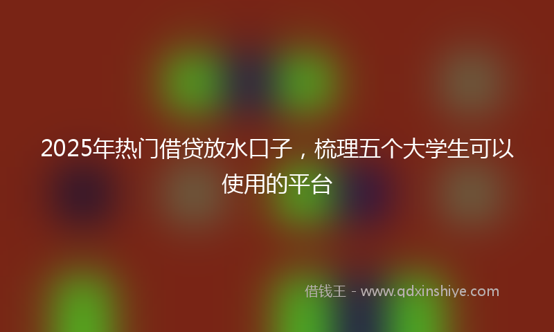 2025年热门借贷放水口子，梳理五个大学生可以使用的平台