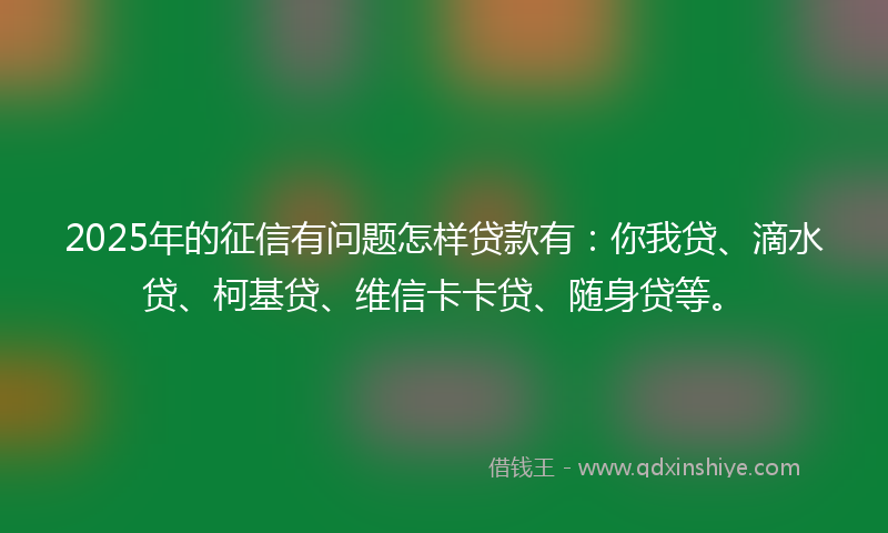 2025年的征信有问题怎样贷款有：你我贷、滴水贷、柯基贷、维信卡卡贷、随身贷等。