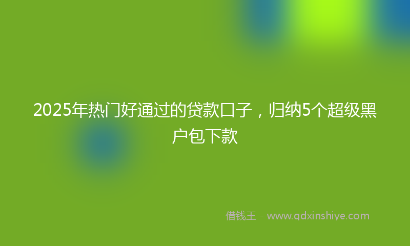 2025年热门好通过的贷款口子，归纳5个超级黑户包下款