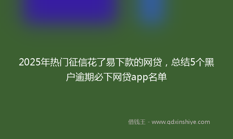 2025年热门征信花了易下款的网贷，总结5个黑户逾期必下网贷app名单