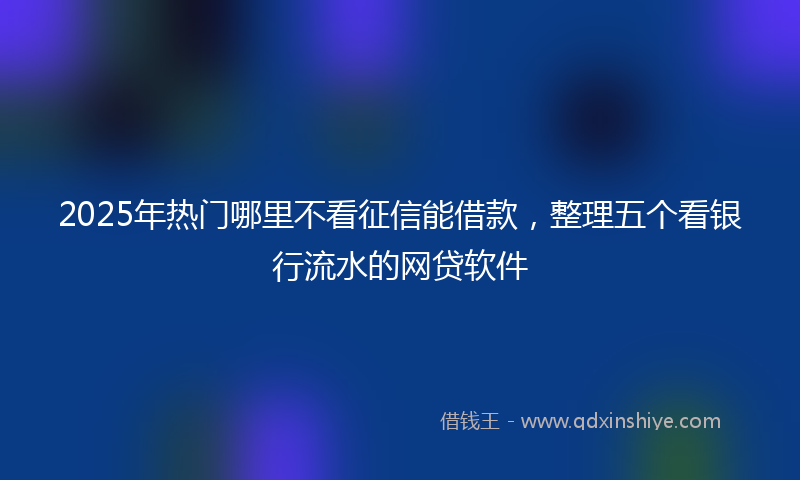 2025年热门哪里不看征信能借款，整理五个看银行流水的网贷软件