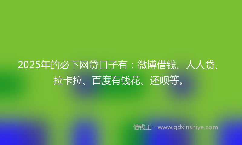 2025年的必下网贷口子有：微博借钱、人人贷、拉卡拉、百度有钱花、还呗等。