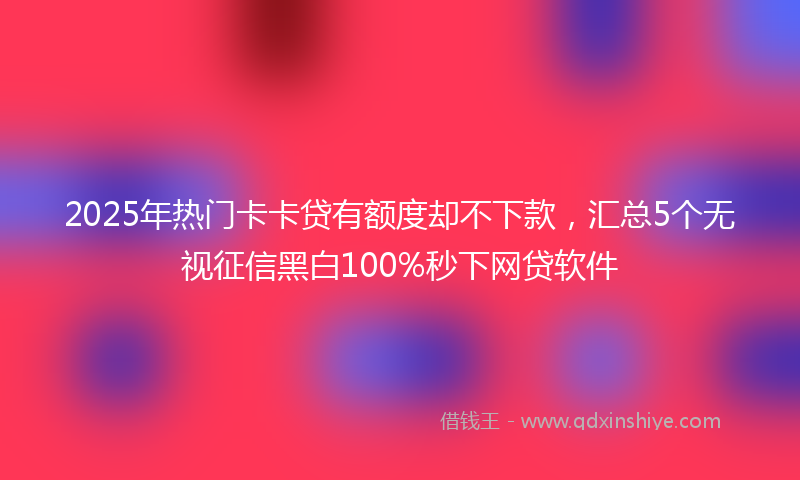 2025年热门卡卡贷有额度却不下款，汇总5个无视征信黑白100%秒下网贷软件