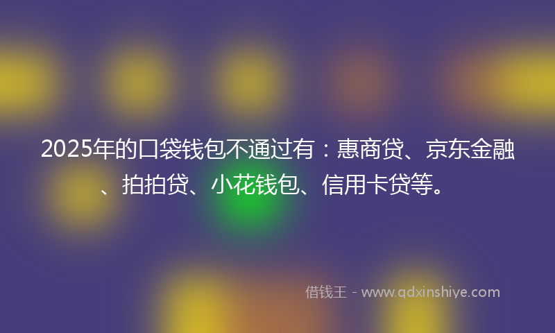 2025年的口袋钱包不通过有：惠商贷、京东金融、拍拍贷、小花钱包、信用卡贷等。