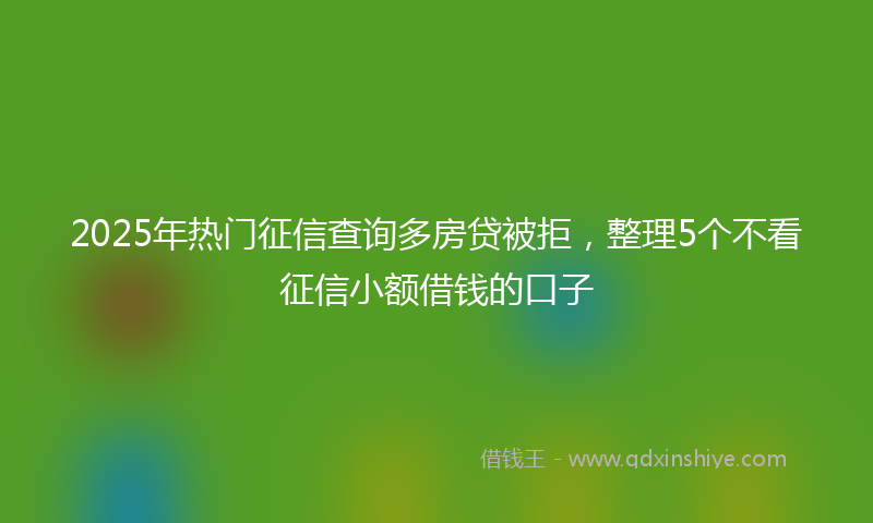 2025年热门征信查询多房贷被拒，整理5个不看征信小额借钱的口子