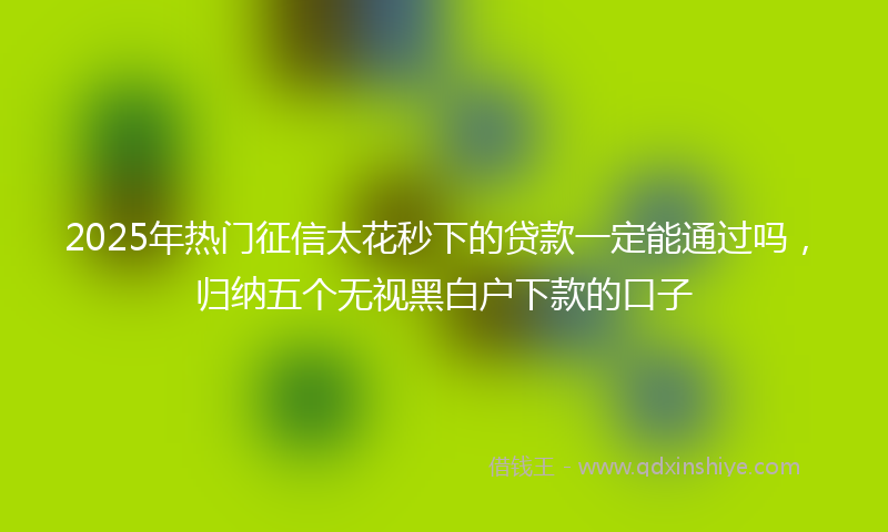 2025年热门征信太花秒下的贷款一定能通过吗，归纳五个无视黑白户下款的口子