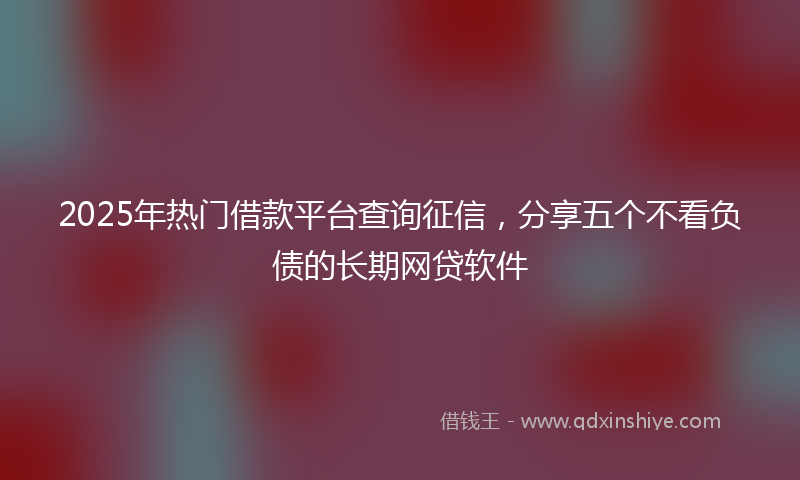 2025年热门借款平台查询征信，分享五个不看负债的长期网贷软件