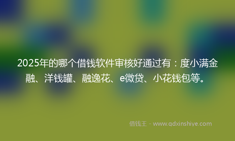 2025年的哪个借钱软件审核好通过有：度小满金融、洋钱罐、融逸花、e微贷、小花钱包等。