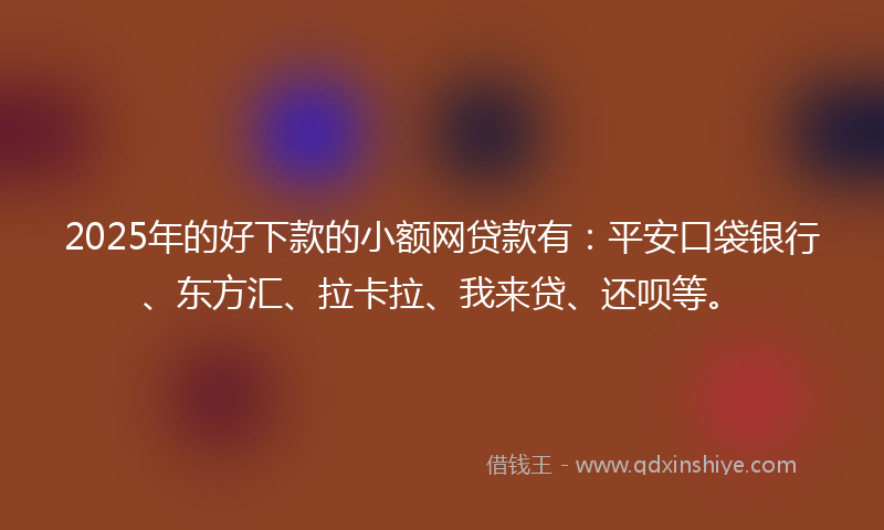 2025年的好下款的小额网贷款有：平安口袋银行、东方汇、拉卡拉、我来贷、还呗等。
