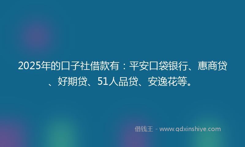 2025年的口子社借款有：平安口袋银行、惠商贷、好期贷、51人品贷、安逸花等。