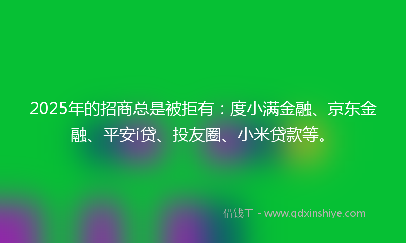2025年的招商总是被拒有：度小满金融、京东金融、平安i贷、投友圈、小米贷款等。