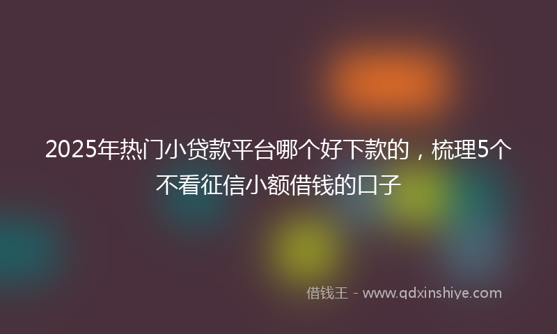 2025年热门小贷款平台哪个好下款的，梳理5个不看征信小额借钱的口子