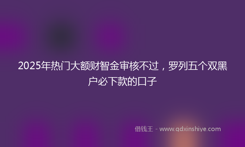2025年热门大额财智金审核不过，罗列五个双黑户必下款的口子