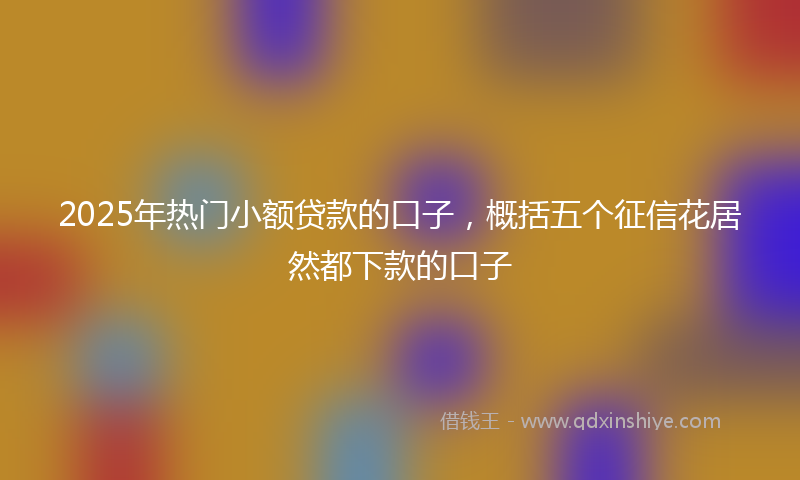 2025年热门小额贷款的口子，概括五个征信花居然都下款的口子