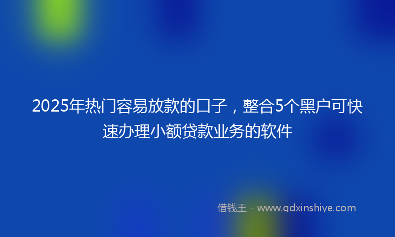 2025年热门容易放款的口子，整合5个黑户可快速办理小额贷款业务的软件