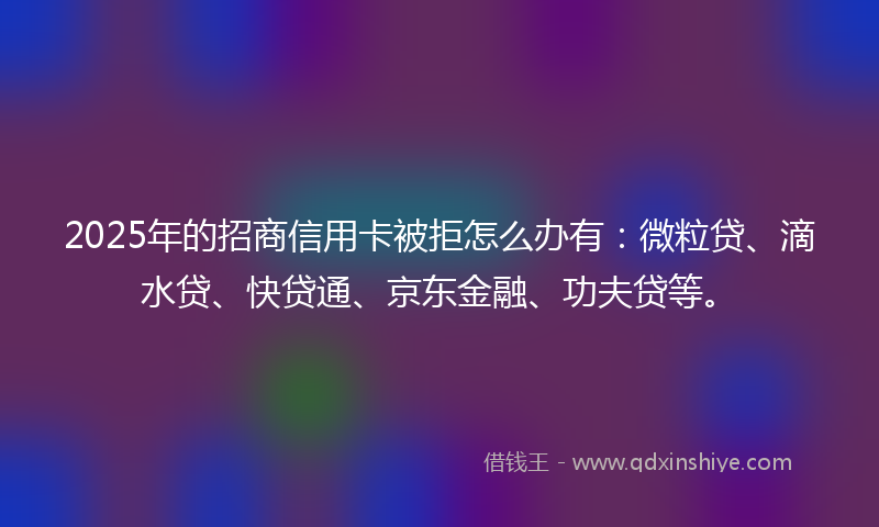 2025年的招商信用卡被拒怎么办有：微粒贷、滴水贷、快贷通、京东金融、功夫贷等。