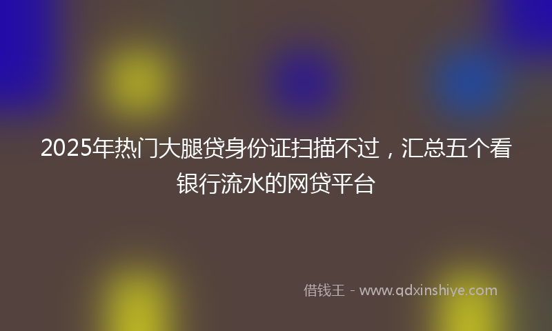 2025年热门大腿贷身份证扫描不过，汇总五个看银行流水的网贷平台