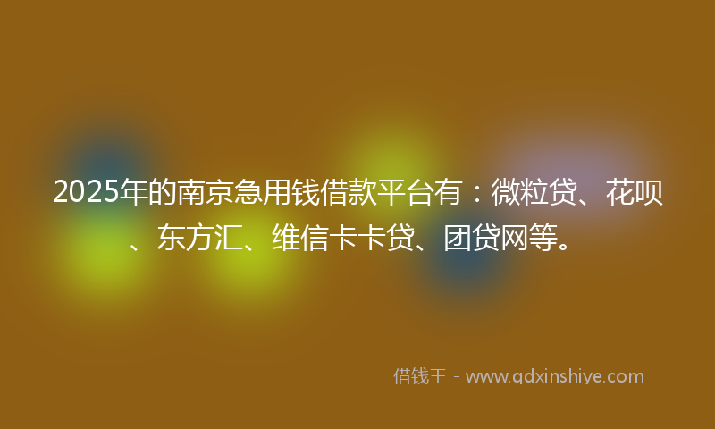 2025年的南京急用钱借款平台有：微粒贷、花呗、东方汇、维信卡卡贷、团贷网等。