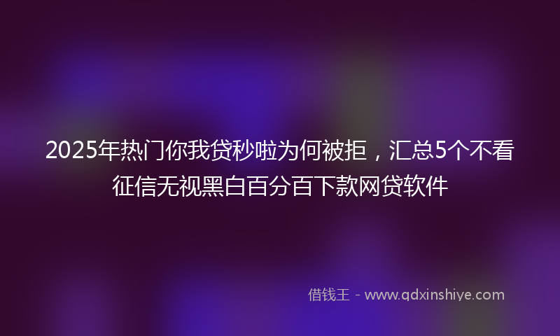 2025年热门你我贷秒啦为何被拒，汇总5个不看征信无视黑白百分百下款网贷软件