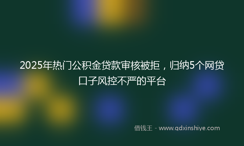 2025年热门公积金贷款审核被拒，归纳5个网贷口子风控不严的平台