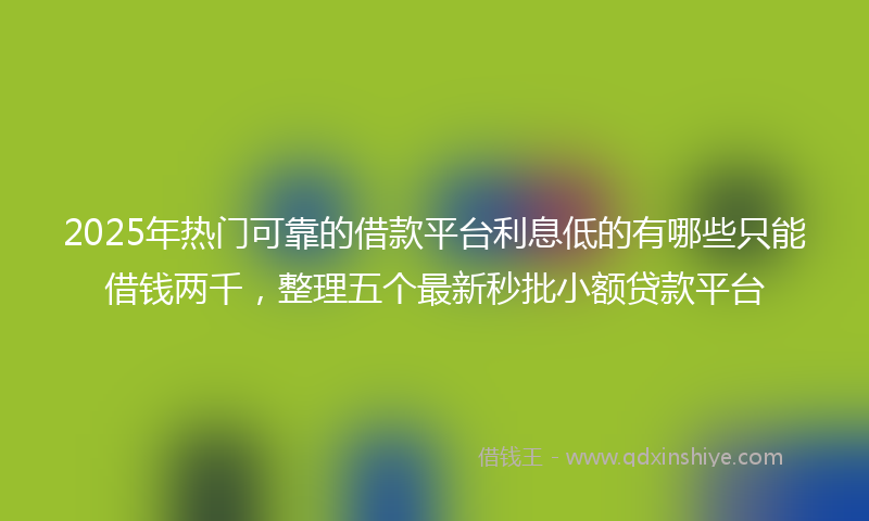 2025年热门可靠的借款平台利息低的有哪些只能借钱两千，整理五个最新秒批小额贷款平台