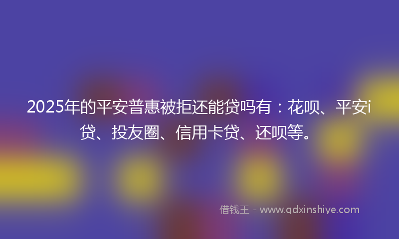 2025年的平安普惠被拒还能贷吗有：花呗、平安i贷、投友圈、信用卡贷、还呗等。