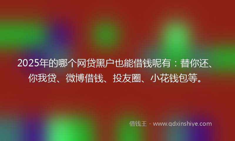 2025年的哪个网贷黑户也能借钱呢有：替你还、你我贷、微博借钱、投友圈、小花钱包等。