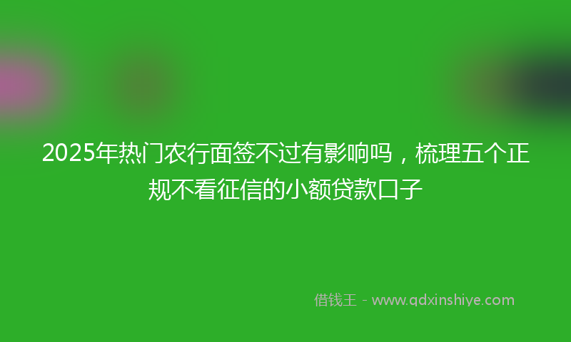 2025年热门农行面签不过有影响吗，梳理五个正规不看征信的小额贷款口子