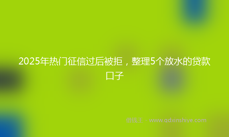 2025年热门征信过后被拒，整理5个放水的贷款口子