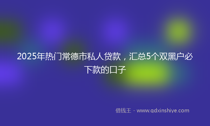 2025年热门常德市私人贷款，汇总5个双黑户必下款的口子