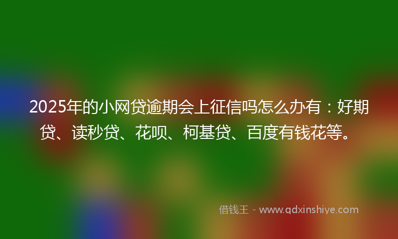 2025年的小网贷逾期会上征信吗怎么办有：好期贷、读秒贷、花呗、柯基贷、百度有钱花等。