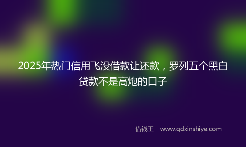2025年热门信用飞没借款让还款，罗列五个黑白贷款不是高炮的口子